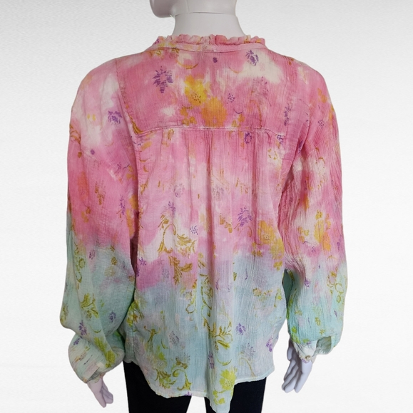 Anthropologie Pilcro Tavi Tie Dye Floral Gauze Blouse Size Small - Picture 7 of 12
